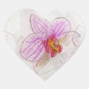 Sticker Cœur Art orchidée en rose