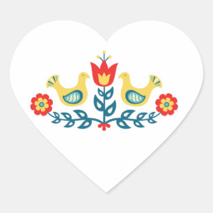 Sticker Cœur Art populaire scandinave