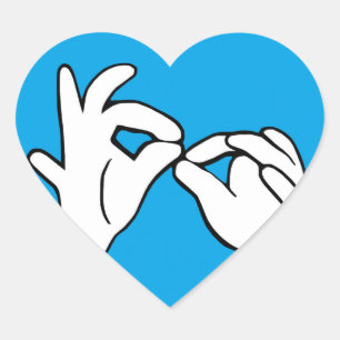 Sticker Cœur ASL American Sign Language INTERPRET