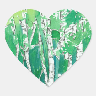 Sticker Cœur Aspen Coeur Vert Stylo et encre Art