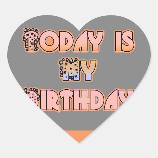 Sticker Cœur Aujourd'hui est mon anniversaire Baby Pink Art Pri (Devant)