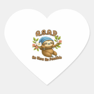 Sticker Cœur Aussi Lent Que Possible - Joli Sloth ASAP Classic 