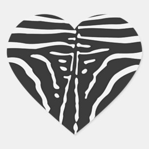 Sticker Cœur Authentic Zebra Skin Print - noir blanc strié