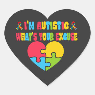 Sticker Cœur Autisme sarcastique Je suis autiste, quelle est vo