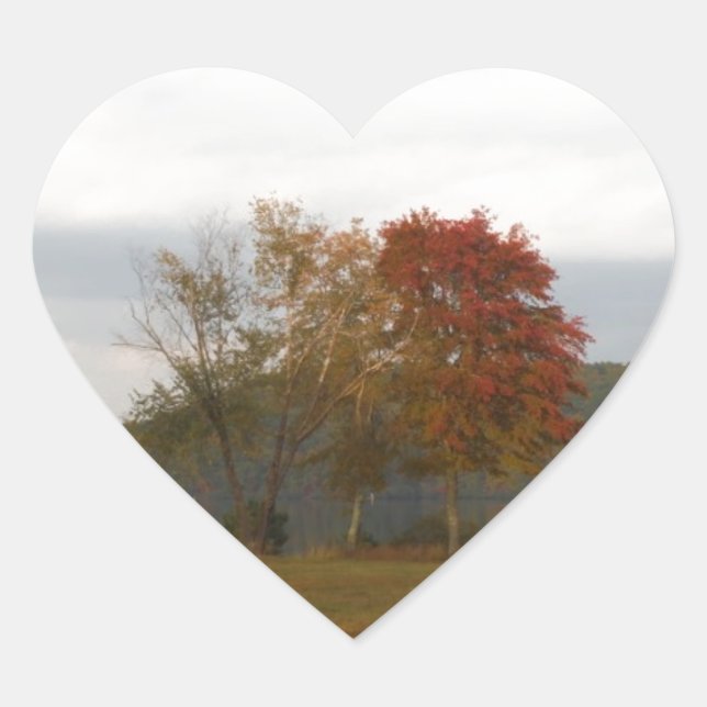 Sticker Cœur Automne au lac Arrowhead. (Devant)