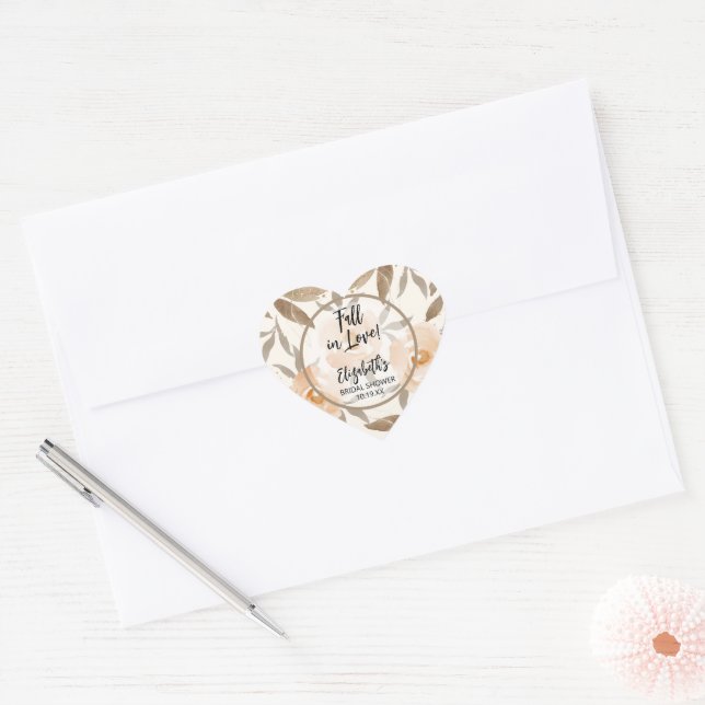Sticker Cœur Automne Florale Amour Rustique (Enveloppe)