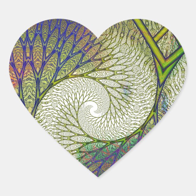 Sticker Cœur Autumn Fractal Tree (Devant)