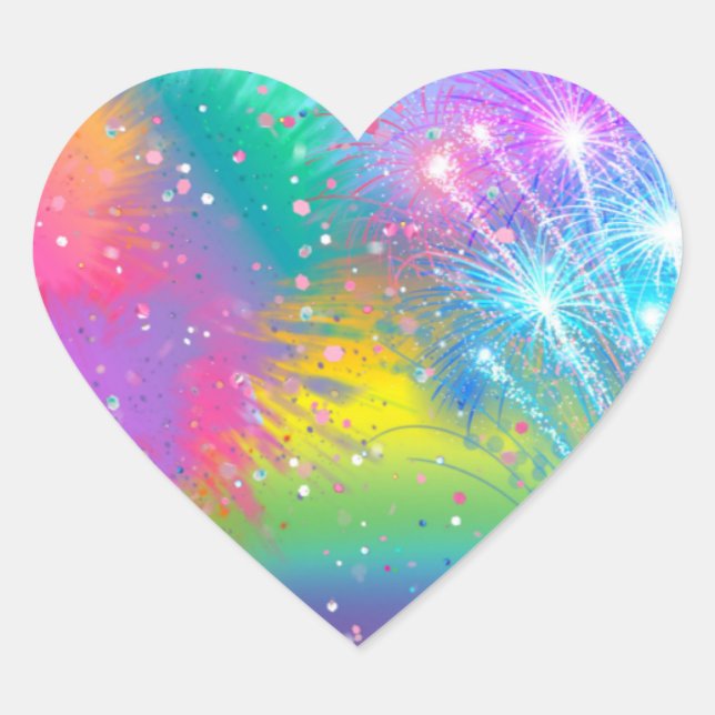 Sticker Coeur aux couleurs vives (Devant)