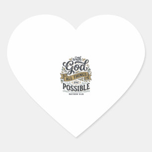 Sticker Cœur Avec Dieu Toutes Choses Sont Possibles Vintage Chr