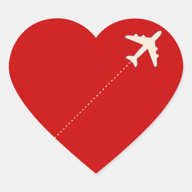 Sticker Cœur avion de voyage avec ligne pointillée (Devant)