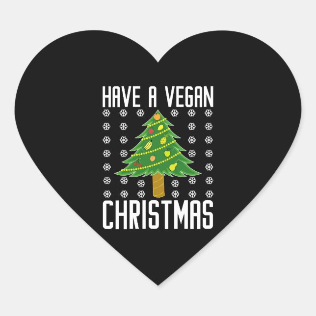 Sticker Cœur avoir des noël végétalien (Devant)