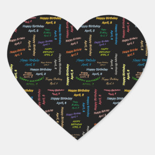 Sticker Cœur Avril 8 Anniversaire