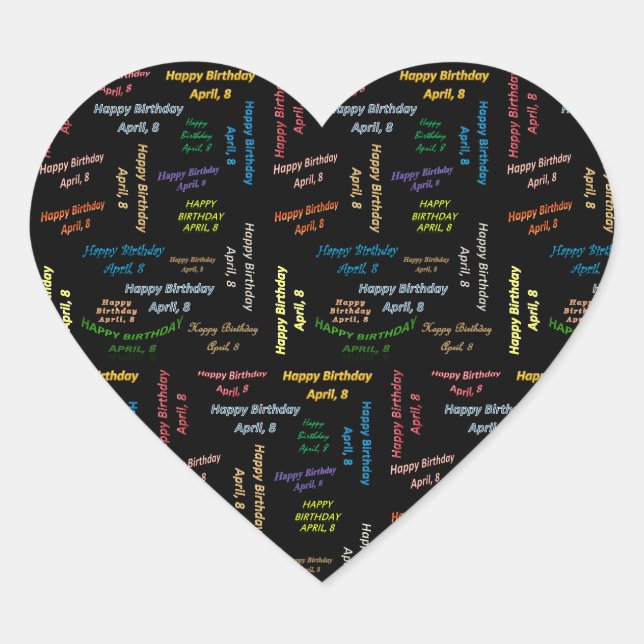 Sticker Cœur Avril 8 Anniversaire (Devant)
