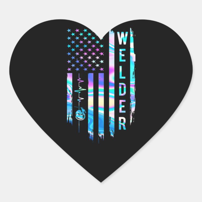 Sticker Cœur Awesome US Flag (Devant)