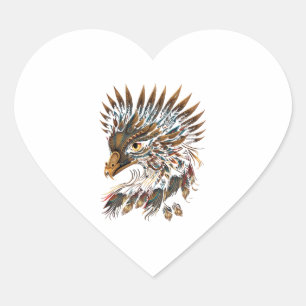 Sticker Cœur Aztec Golden Eagle Azteca Art indigène mexicain