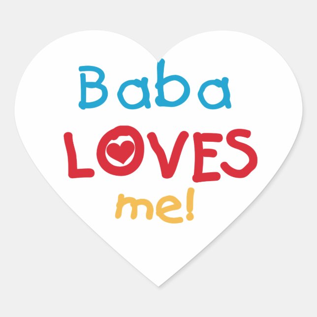 Sticker Cœur Baba aime mes t-shirts et cadeaux (Devant)