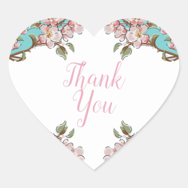 Sticker Cœur Baby shower Cherry Blossom (Devant)