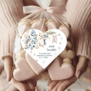 Sticker Cœur Baby Shower Corde à Linge Petit Flocon de Neige