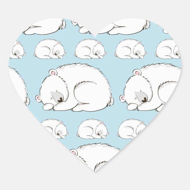 Sticker Cœur Baby shower d'ours polaire (Devant)