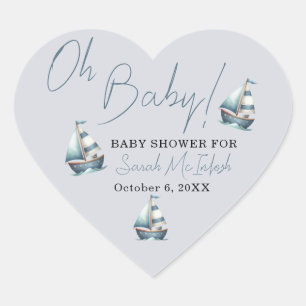 Sticker Cœur Baby shower nautique