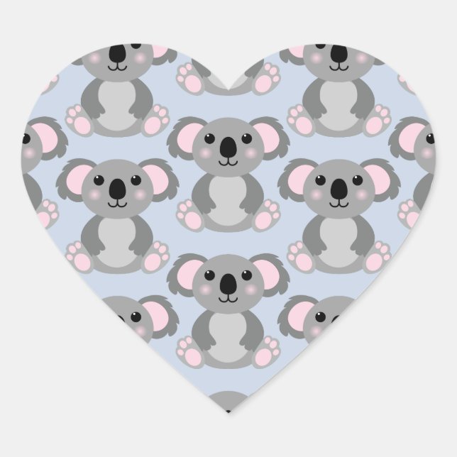 Sticker Cœur Baby shower Ours de Koala bleu (Devant)