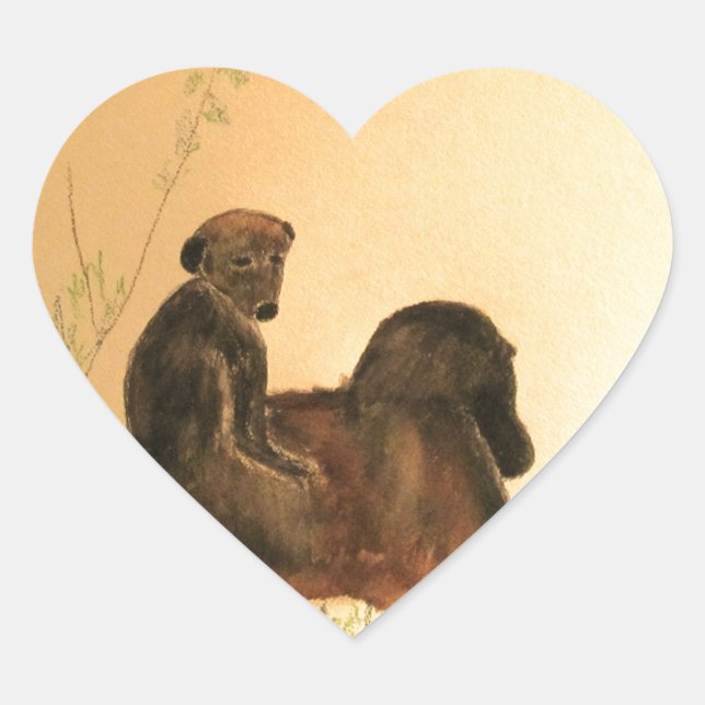 Sticker Cœur Baby-souris - Singes de la faune Primates (Devant)