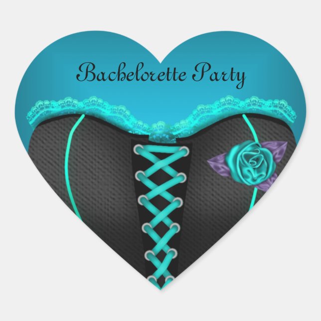 Sticker Coeur Bachelorette Party bleu Turquoise Co (Devant)