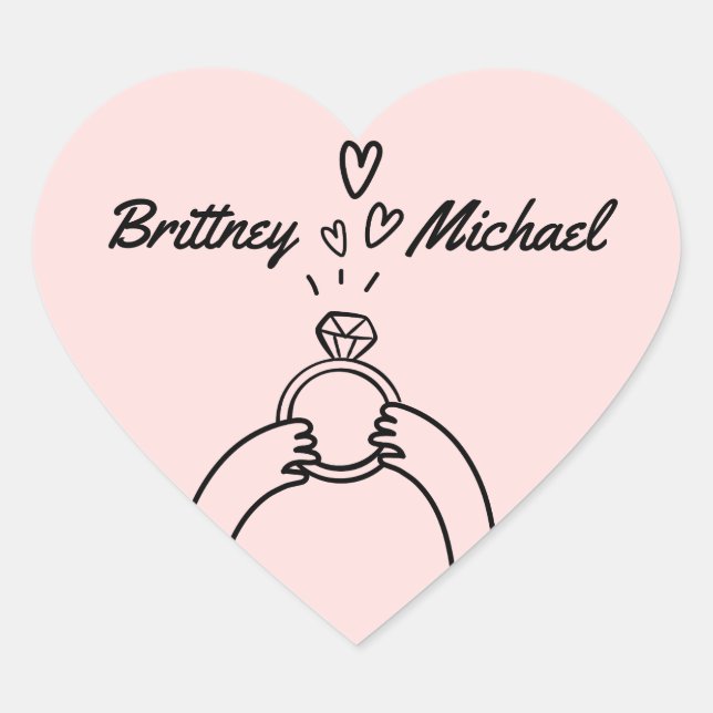 Sticker Cœur Bague de fiançailles mignonne (Devant)