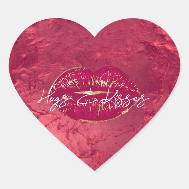 Sticker Cœur Baiser des lèvres rouges (Devant)