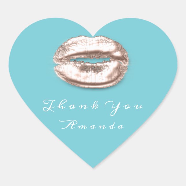 Sticker Cœur Baiser Lèvres Bleu Blanc Rose Maquillage Mariée 16 (Devant)