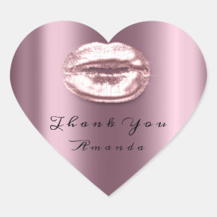 Sticker Cœur Baiser Lèvres Rose Violet Coeur maquillage Mariée
