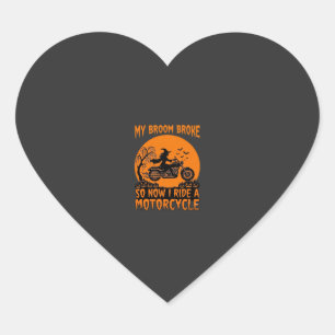 Sticker Cœur Balai Casse Halloween Sorcière Moto Chauves-Souris