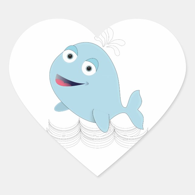 Sticker Cœur Baleine bleue (Devant)