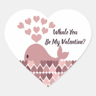 Sticker Cœur Baleine Tu Es Ma Valentine