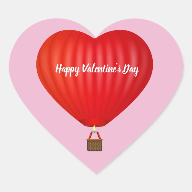 Sticker Cœur Ballon à air chaud de la Saint-Valentin (Devant)