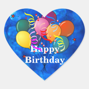 Sticker Cœur Balloons de célébration "Joyeux Anniversaire",