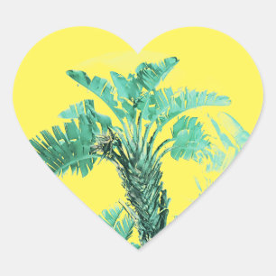 Sticker Cœur Banane plante feuille verte