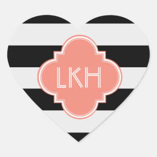Sticker Cœur Bande Chic et trois monogrammes