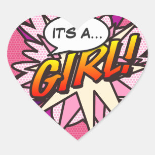 Sticker Cœur Bande dessinée Pop Art C'EST UNE FILLE Révélation 