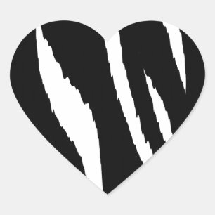 Sticker Cœur Bande noire et blanche