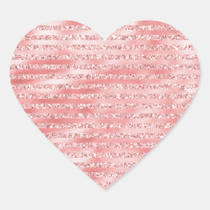Sticker Cœur Bandes de Parties scintillant rose melon