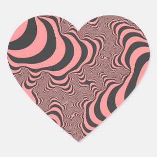 Sticker Cœur Bandes de zèbre rose pâle