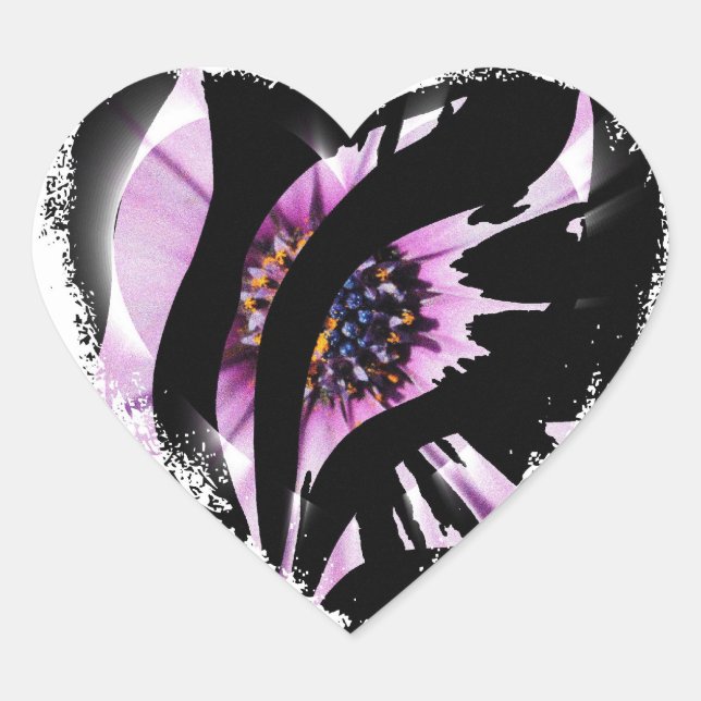 Sticker Cœur Bandes du coeur noir (Devant)