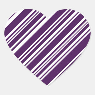 Sticker Cœur Bandes variées violettes et blanches