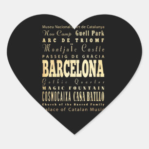 Sticker Cœur Barcelone Ville d'Espagne Typographie Art