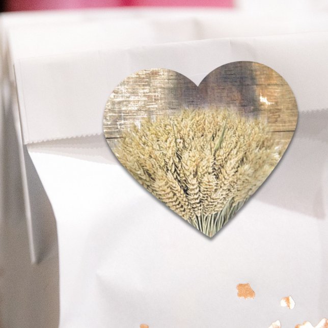 Sticker Cœur Baril en bois de l'ouest du pays fer à cheval blé (Wooden Barrel western country horseshoe wheat Heart Sticker)