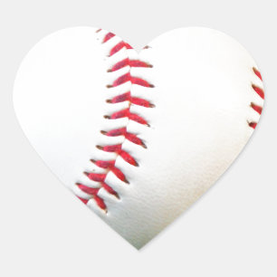Sticker Cœur Baseball blanc avec points rouges