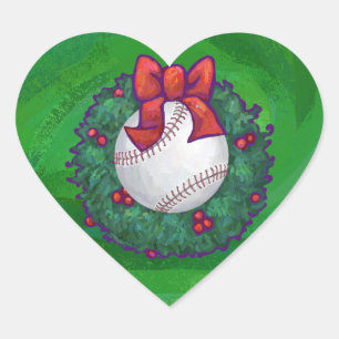 Sticker Cœur Baseball dans la couronne de Noël