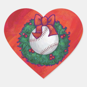 Sticker Cœur Baseball en couronne rouge
