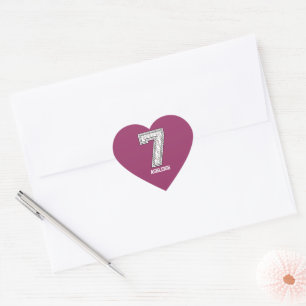 Sticker Cœur Baseball personnalisé Numéro 7
